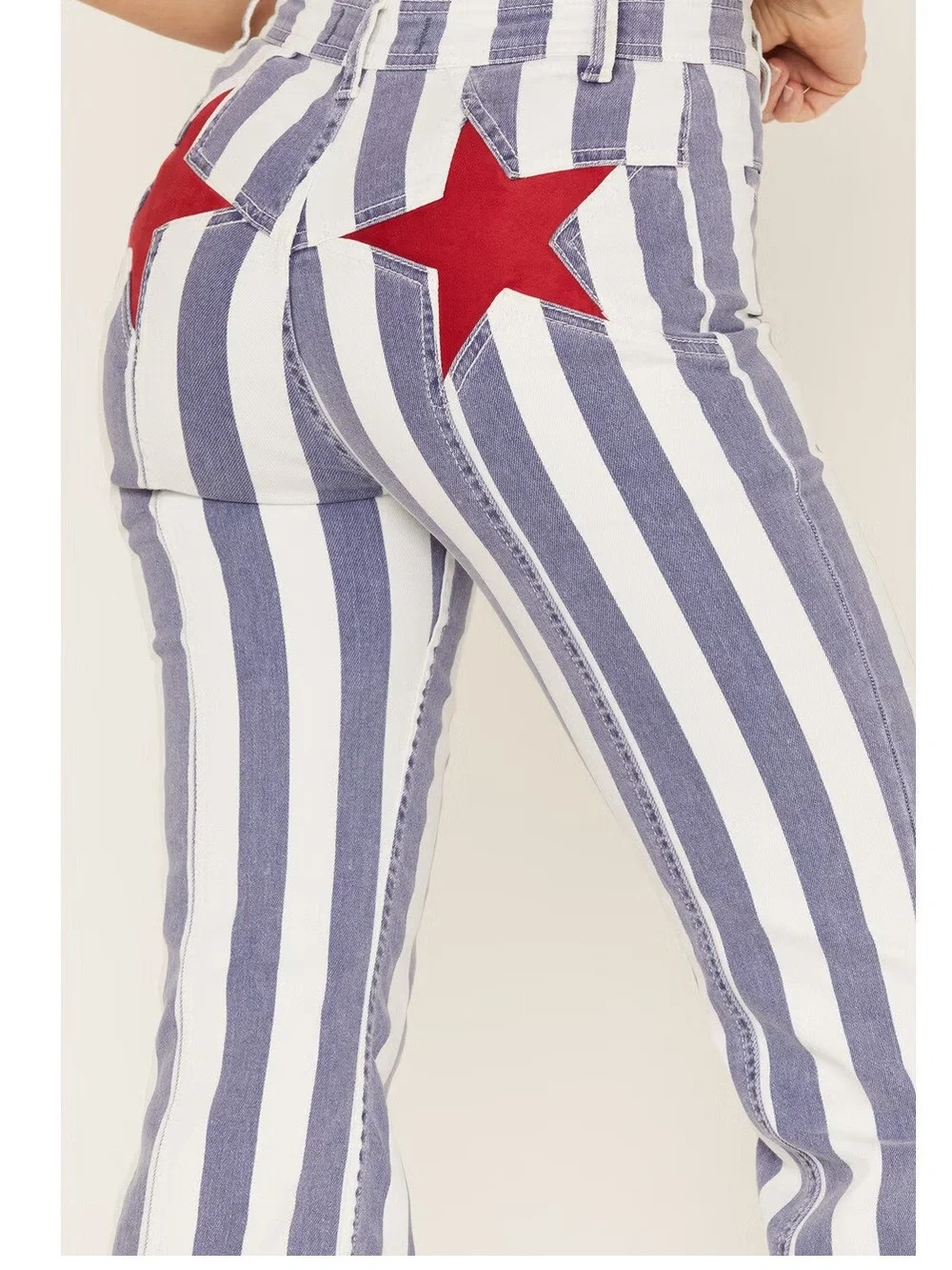 FREE PEOPLE FIRECRACKER STAR & STRIPE FLARE JEANS